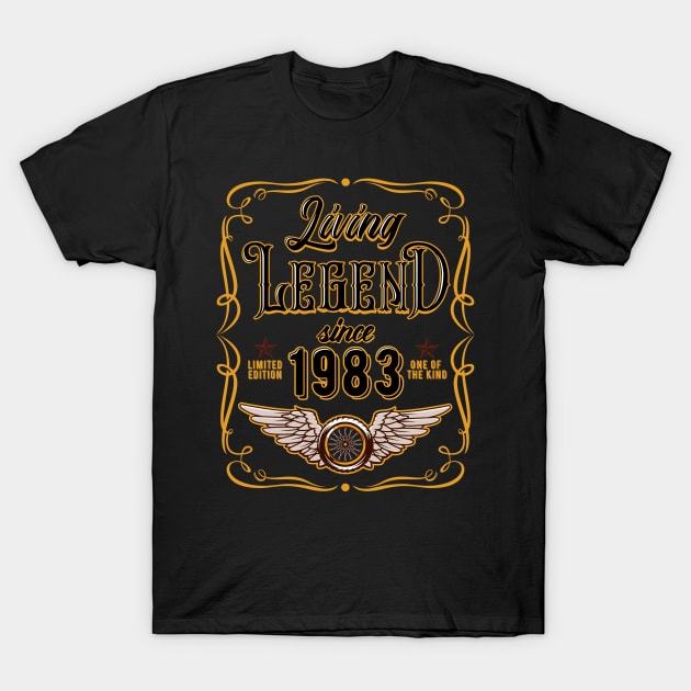 37th Birthday Gift For Men Women Living Legend Since 1983 T-Shirt by RW